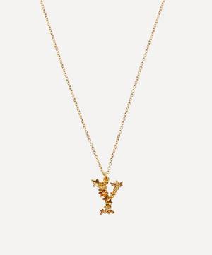 Gold-Plated Floral Letter Y Alphabet Necklace