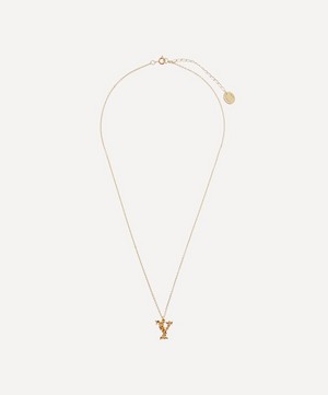 Alex Monroe - Gold-Plated Floral Letter Y Alphabet Necklace image number 2