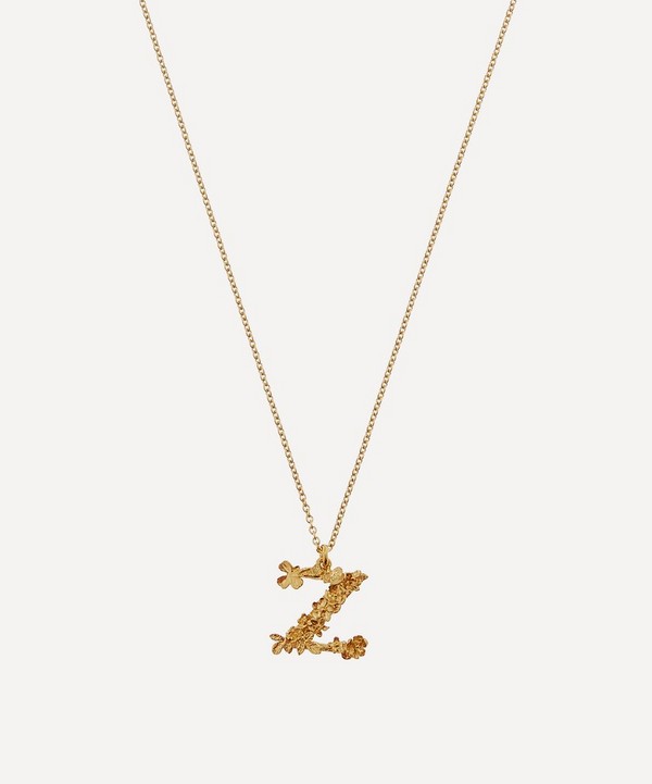 Alex Monroe - Gold-Plated Floral Letter Z Alphabet Necklace image number null