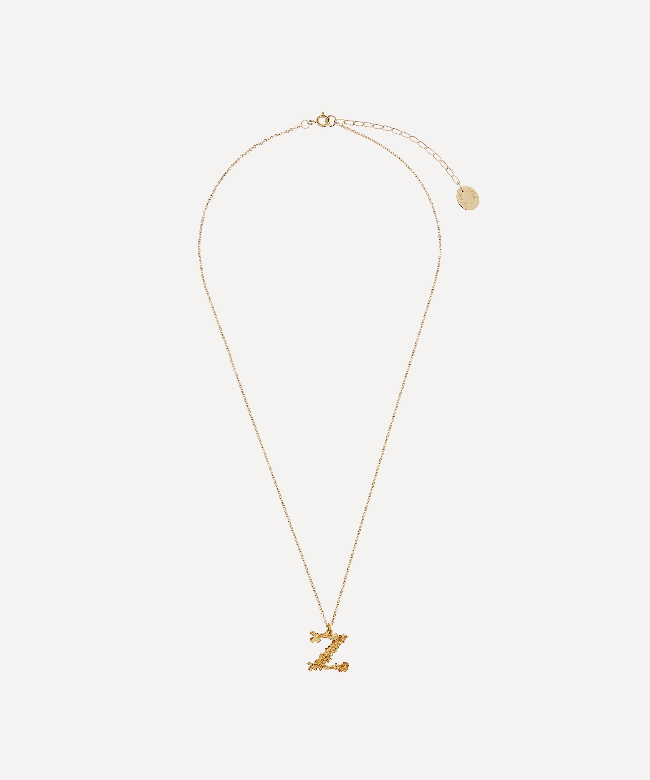 Alex Monroe - Gold-Plated Floral Letter Z Alphabet Necklace image number 2
