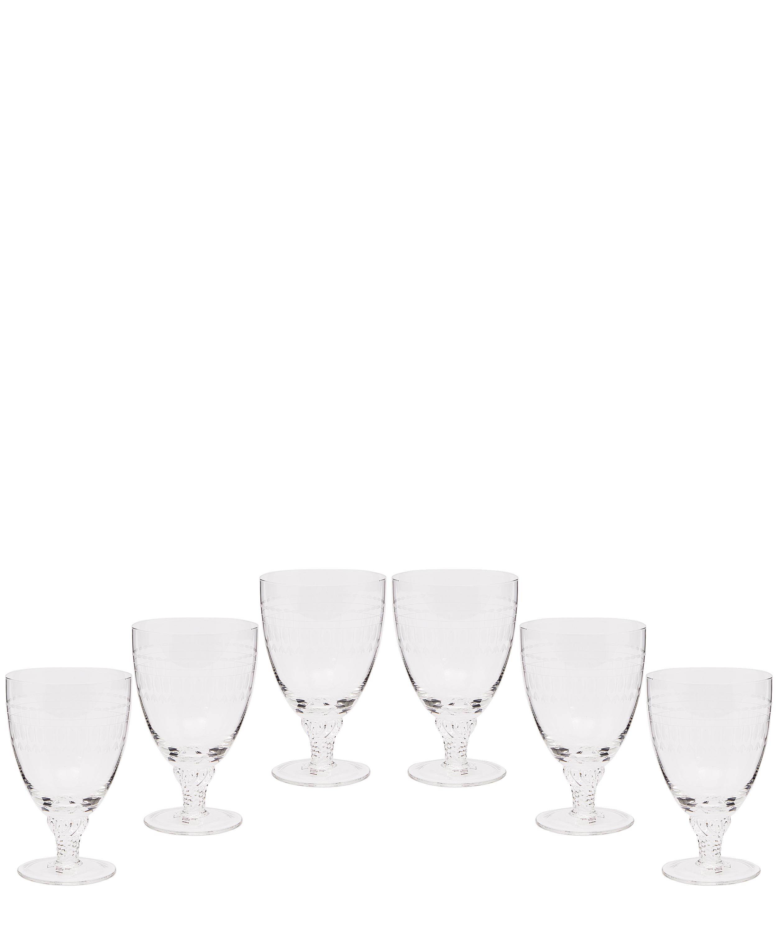 Set Of Six Crystal Bistro Glasses With Ovals Liberty