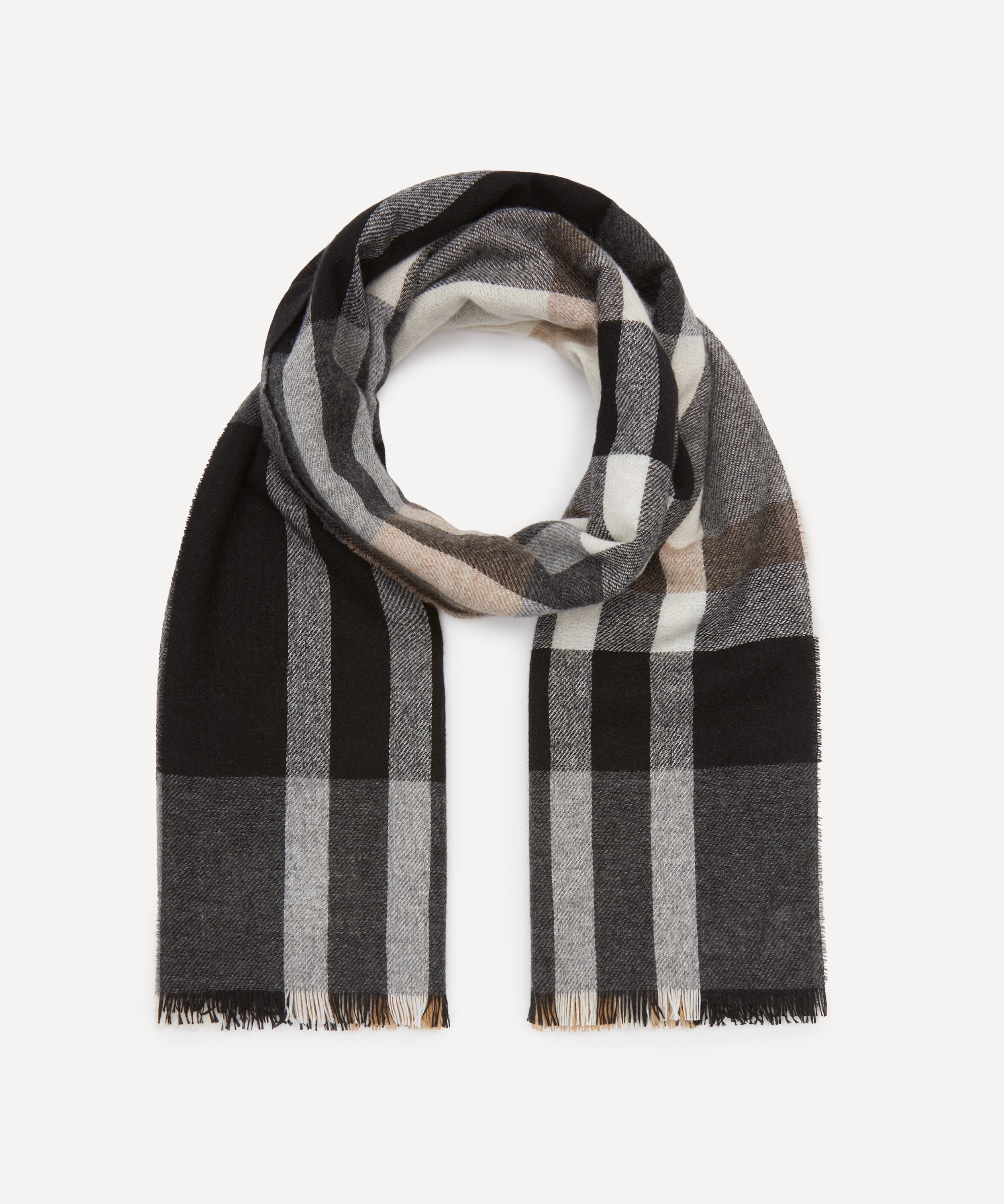 Johnstons of Elgin - Checked Cashmere Scarf image number 0