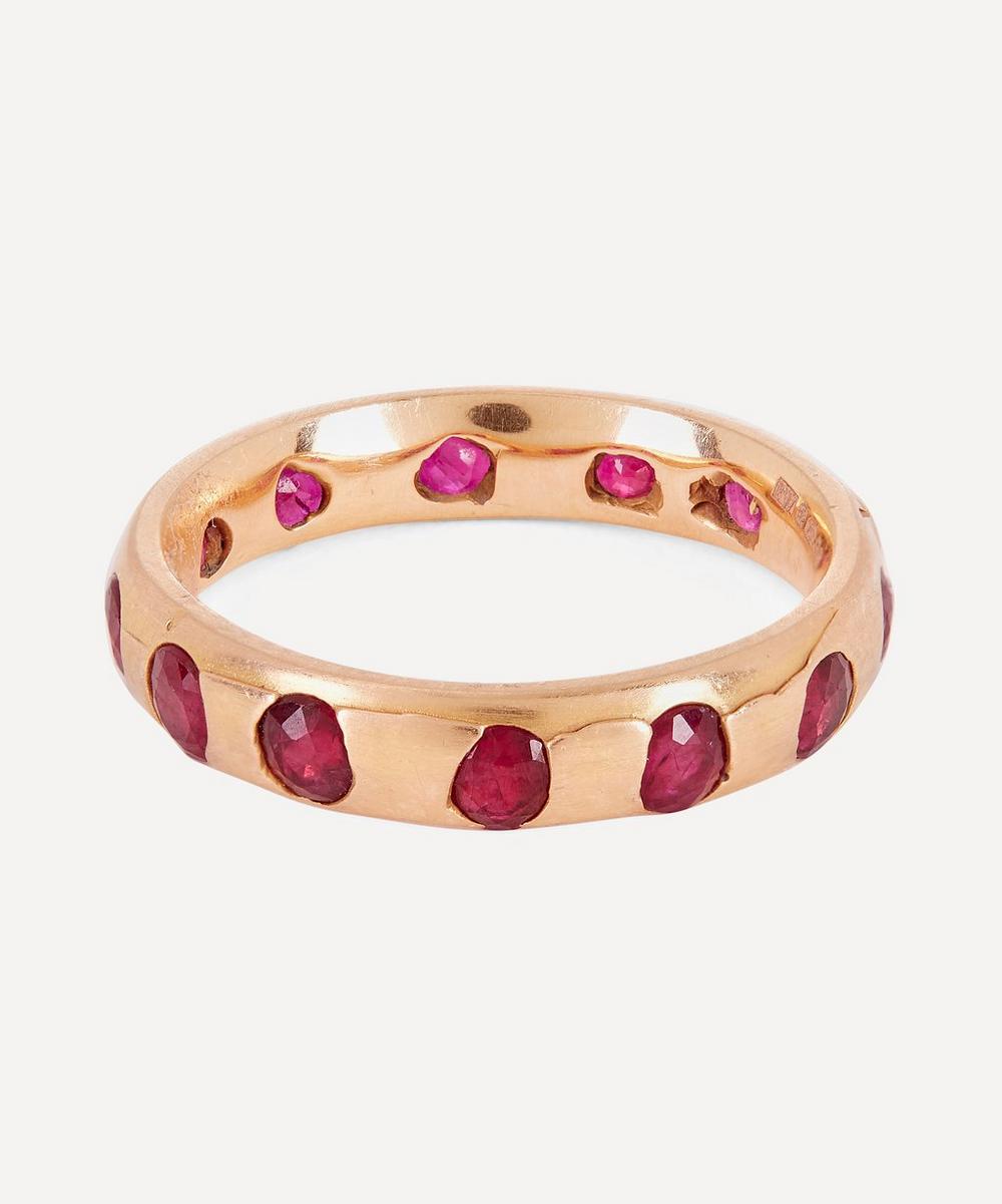 Polly Wales Rose Gold Celeste Ruby Crystal Ring
