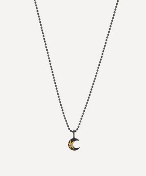 Mixed Metal Tiny Celestial Star Moon Pendant Necklace