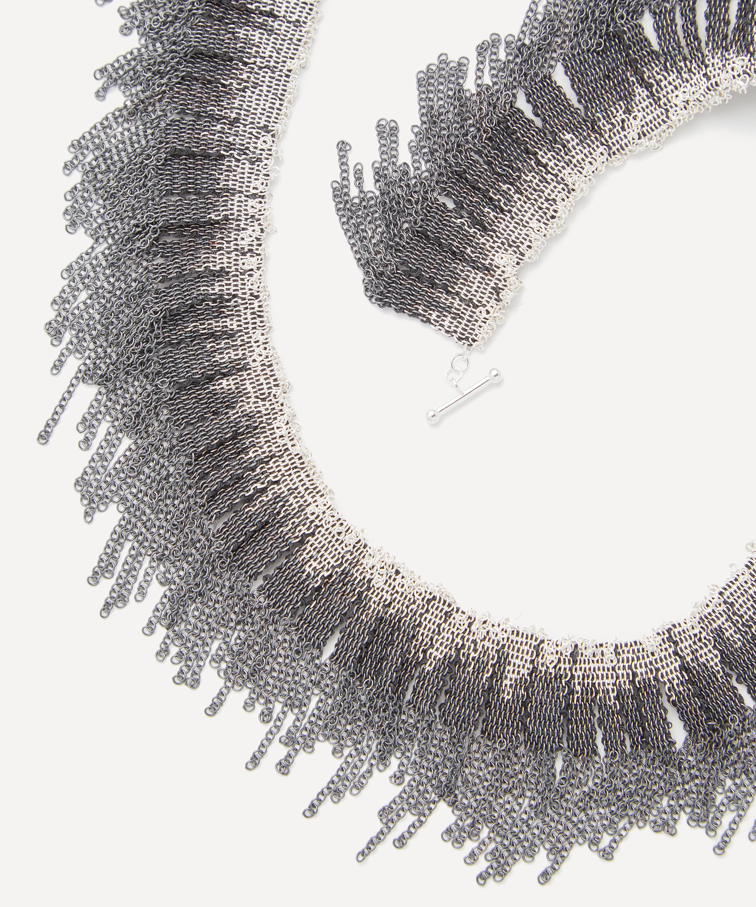 Stephanie Schneider - Oxidised Silver Wide Fringe Chain NecklaceOxidised Silver Wide Fringe Chain Necklace image number 1