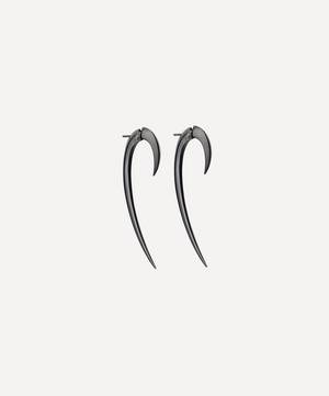 Black Silver Rhodium Large Hook Earrings