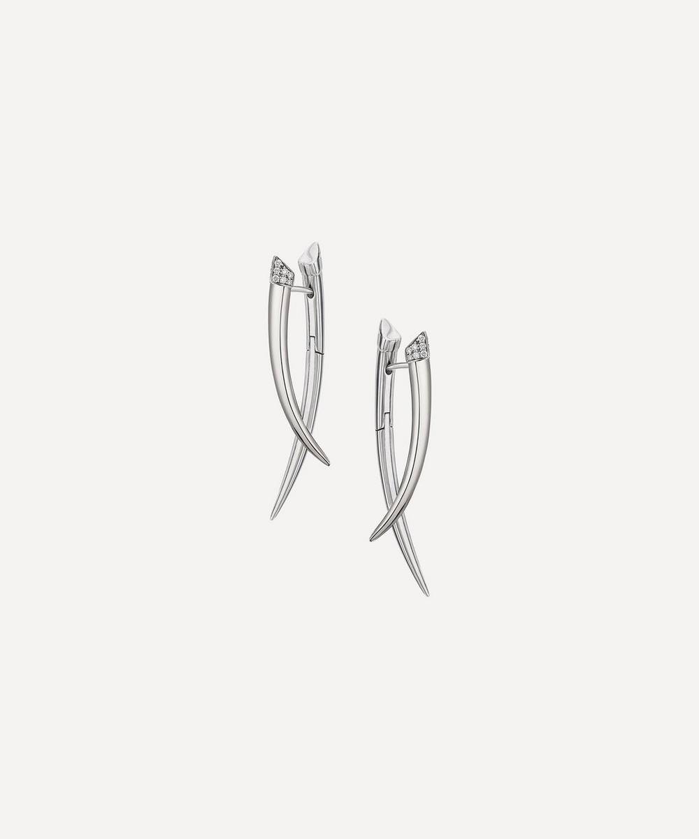 Shaun Leane - Silver and Diamond Crossover Tusk Earrings