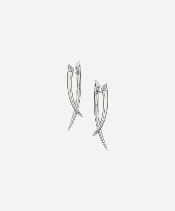 Shaun Leane - Silver and Diamond Crossover Tusk Earrings image number 0