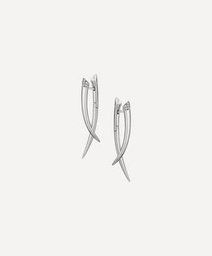 Silver and Diamond Crossover Tusk Earrings