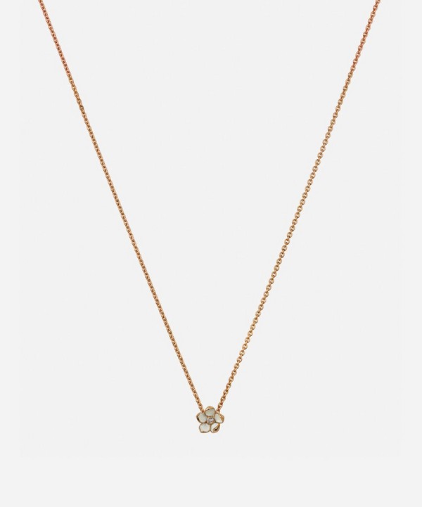 Shaun Leane - Rose Gold Plated Vermeil Silver and Diamond Cherry Blossom Pendant Necklace image number null