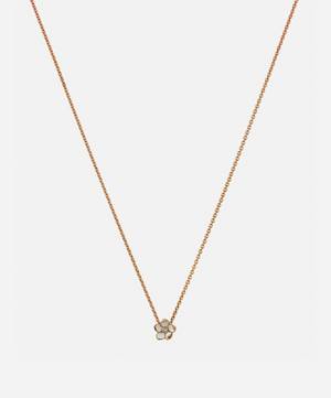 Rose Gold Plated Vermeil Silver and Diamond Cherry Blossom Pendant Necklace