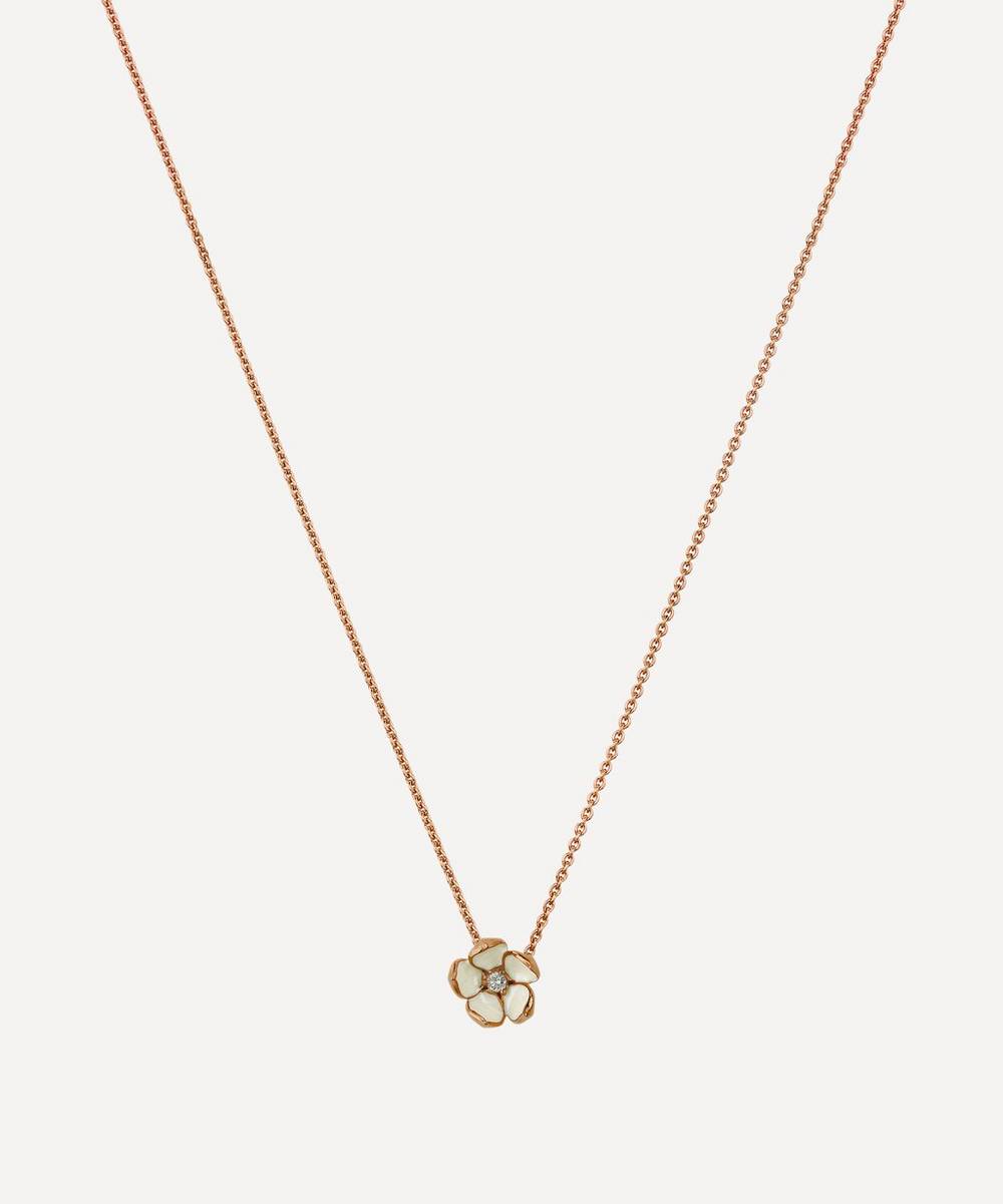 Shaun Leane - Rose Gold Plated Vermeil Silver and Diamond Cherry Blossom Pendant Necklace