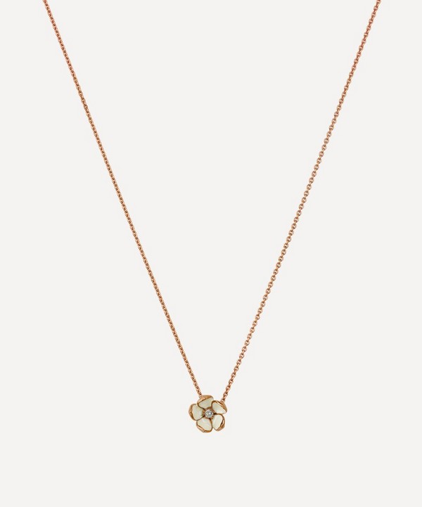 Shaun Leane - Rose Gold Plated Vermeil Silver and Diamond Cherry Blossom Pendant Necklace image number 0