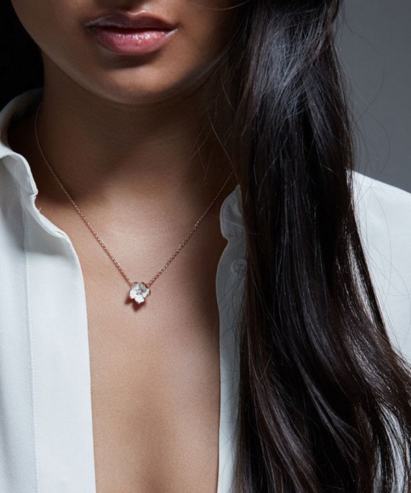 Shaun Leane - Rose Gold Plated Vermeil Silver and Diamond Cherry Blossom Pendant Necklace image number 1