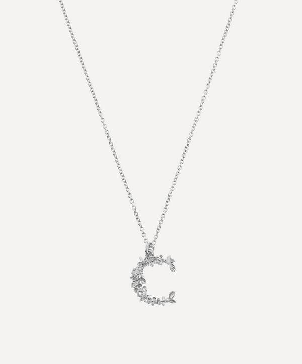 Alex Monroe - Silver Floral Letter C Alphabet Necklace image number 0