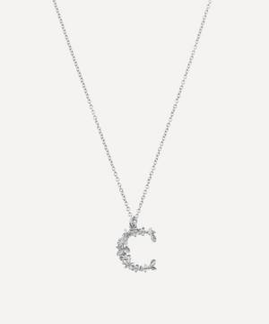 Silver Floral Letter C Alphabet Necklace