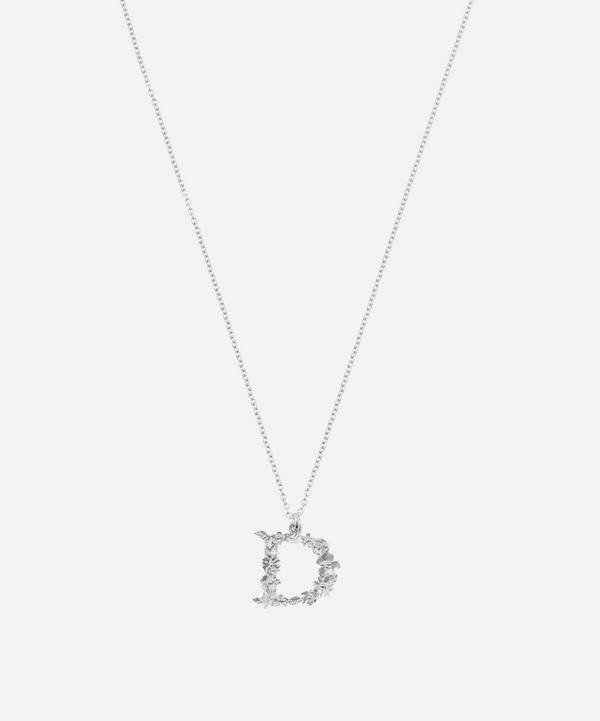 Alex Monroe - Silver Floral Letter D Alphabet Necklace image number 0