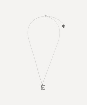 Alex Monroe - Silver Floral Letter E Alphabet Necklace image number 2