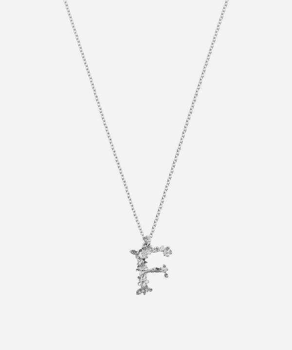 Alex Monroe - Silver Floral Letter F Alphabet Necklace image number 0
