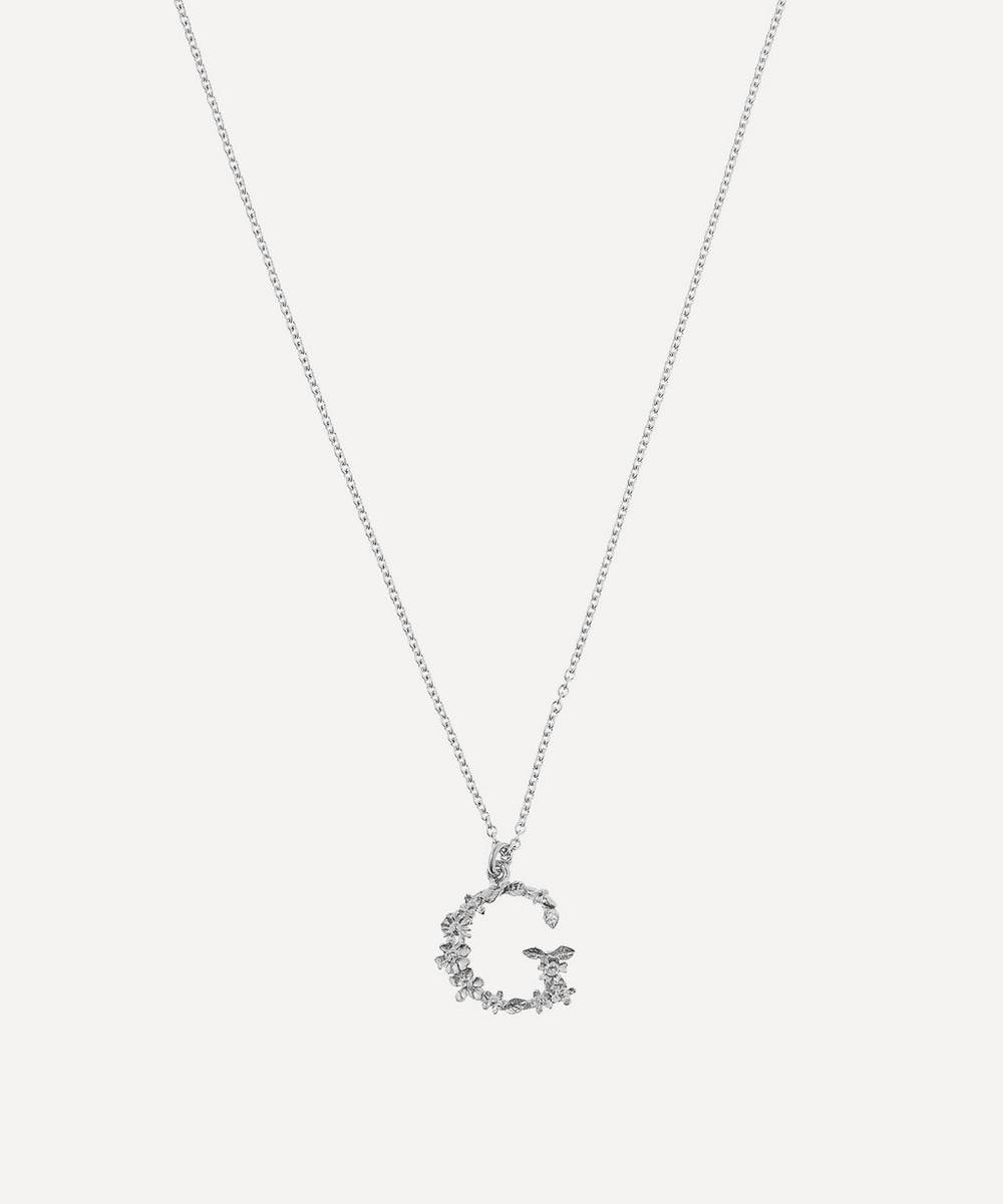Alex Monroe - Silver Floral Letter G Alphabet Necklace
