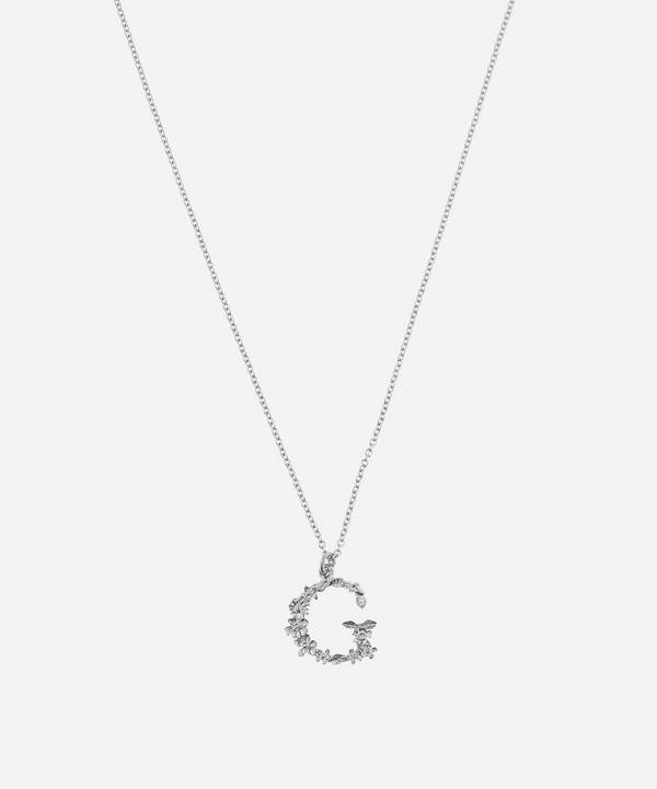 Alex Monroe - Silver Floral Letter G Alphabet Necklace image number 0