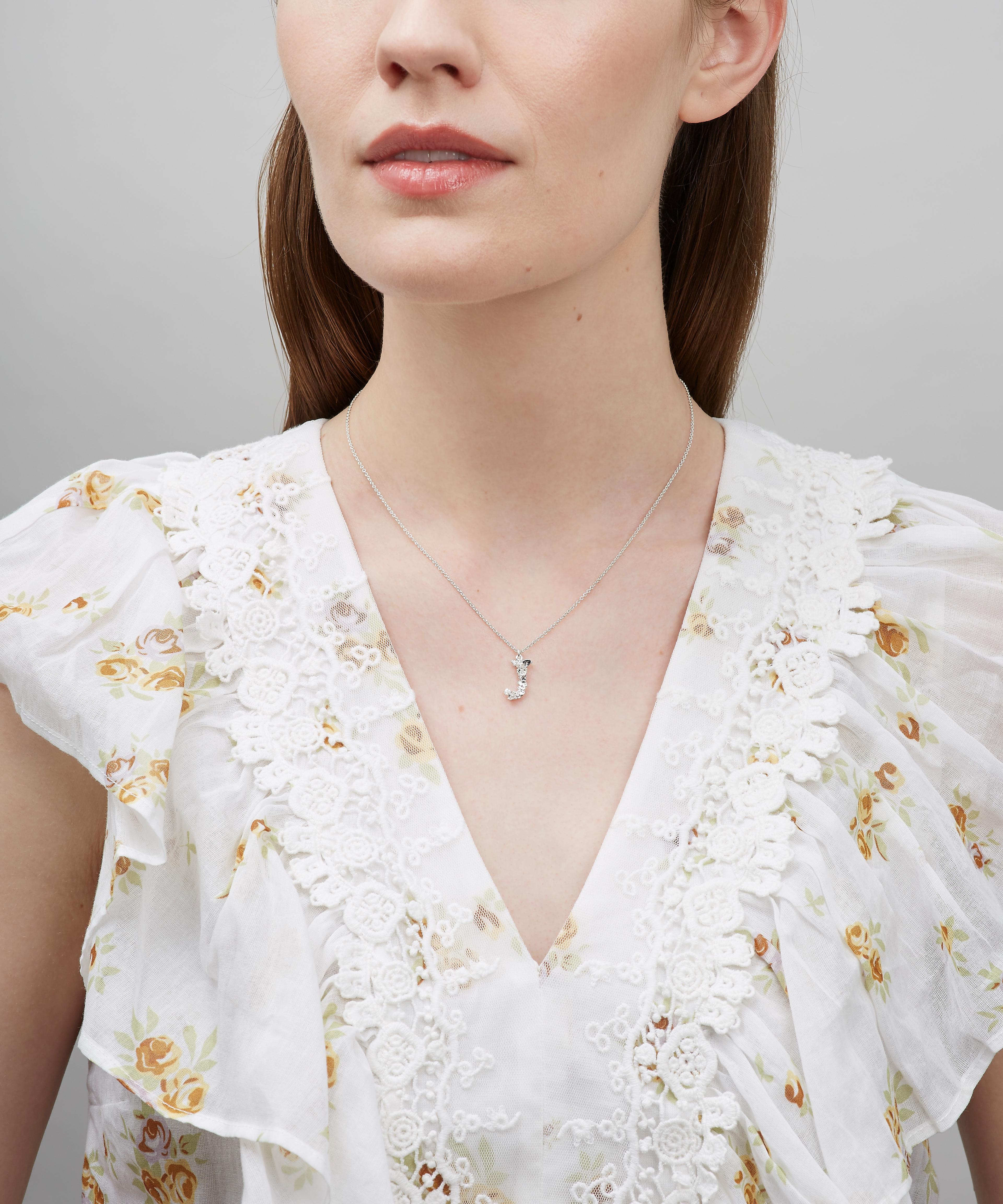Alex Monroe - Silver Floral Letter J Alphabet Necklace image number 1