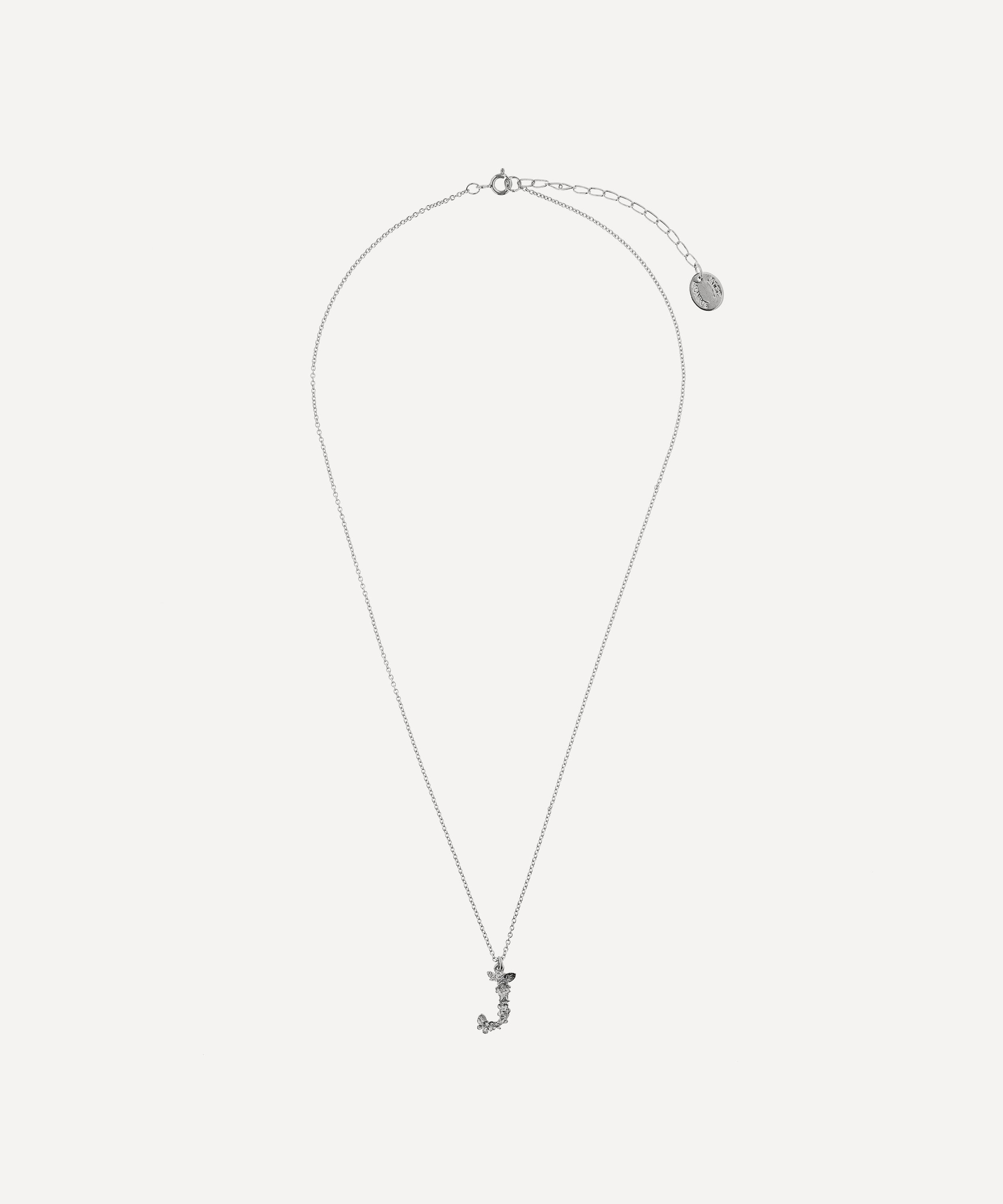 Alex Monroe - Silver Floral Letter J Alphabet Necklace image number 2