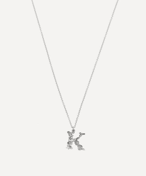 Alex Monroe - Silver Floral Letter K Alphabet Necklace image number 0