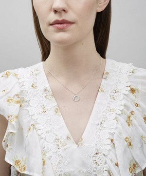 Alex Monroe - Silver Floral Letter O Alphabet Necklace image number 1