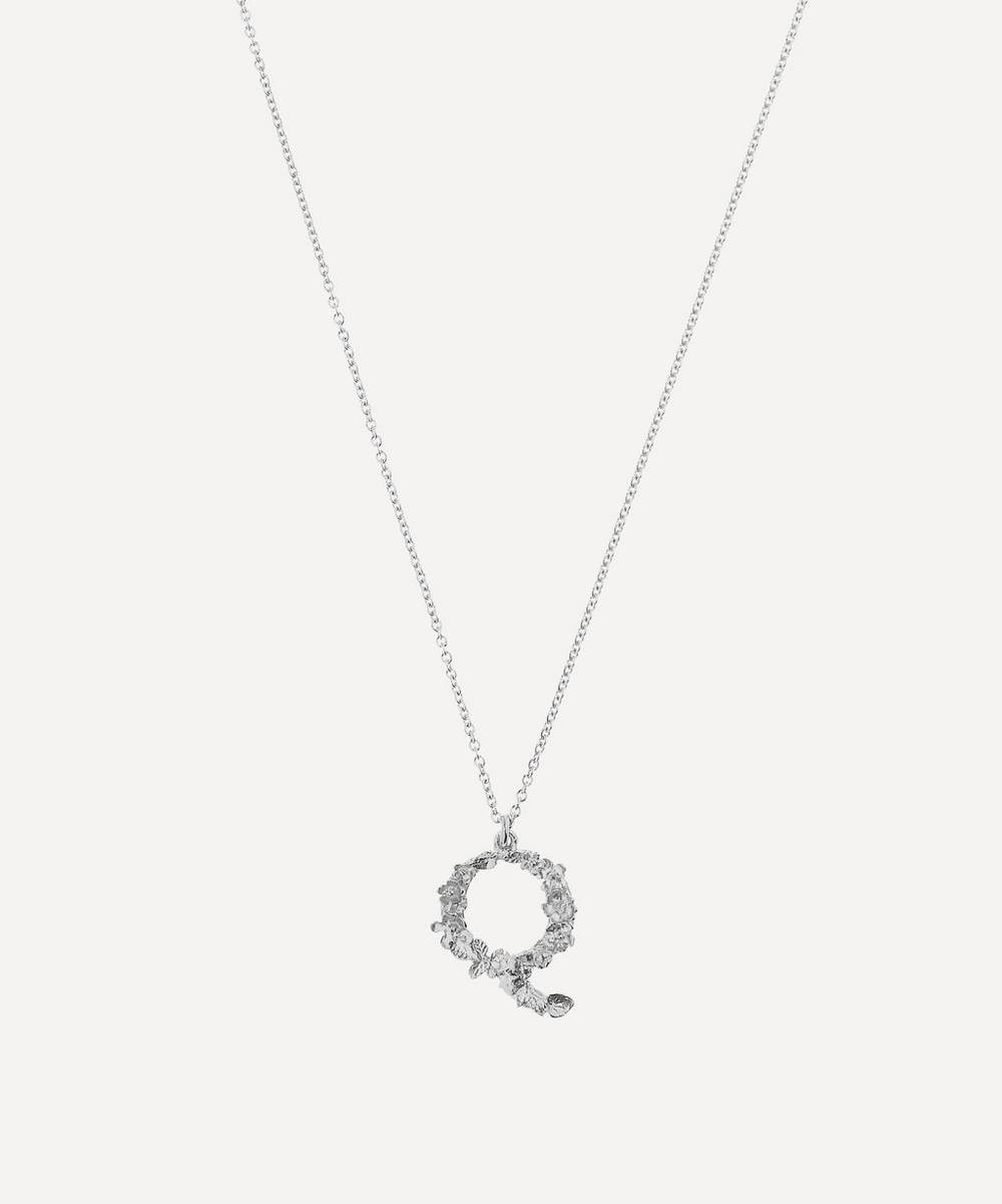 Alex Monroe - Silver Floral Letter Q Alphabet Necklace