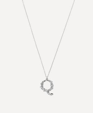 Silver Floral Letter Q Alphabet Necklace