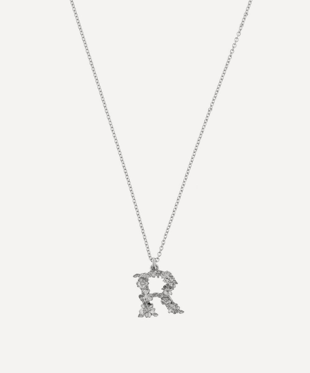 Alex Monroe - Silver Floral Letter R Alphabet Necklace