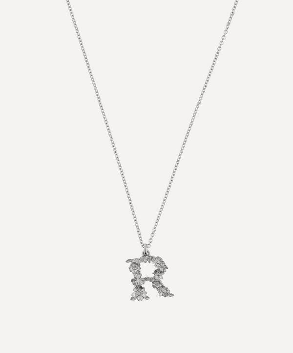 Alex Monroe - Silver Floral Letter R Alphabet Necklace image number 0