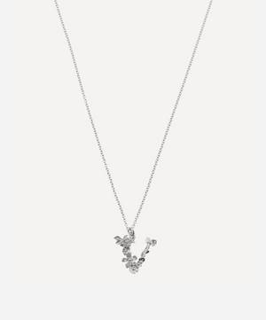 Silver Floral Letter V Alphabet Necklace