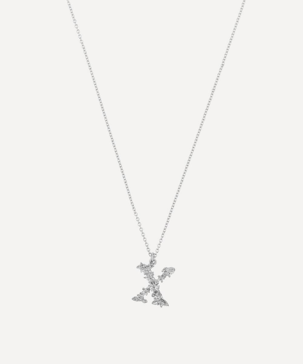 Alex Monroe - Silver Floral Letter X Alphabet Necklace