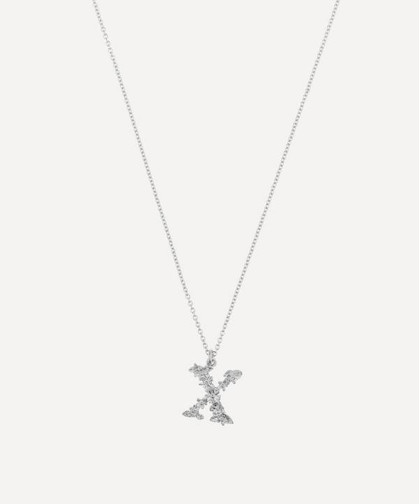 Alex Monroe - Silver Floral Letter X Alphabet Necklace image number 0