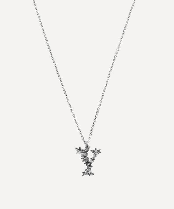 Alex Monroe - Silver Floral Letter Y Alphabet Necklace image number 0