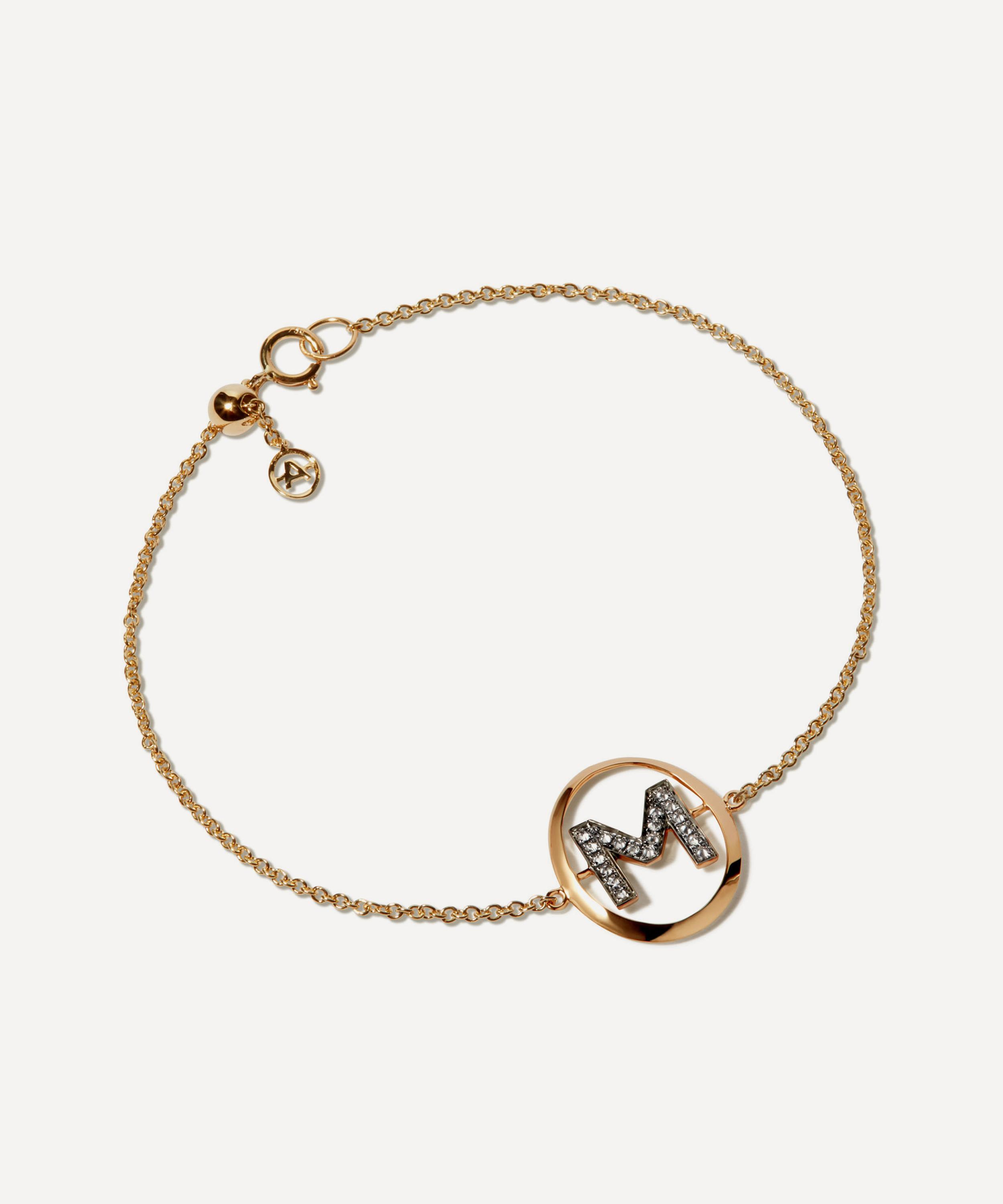 gold bracelet letter m