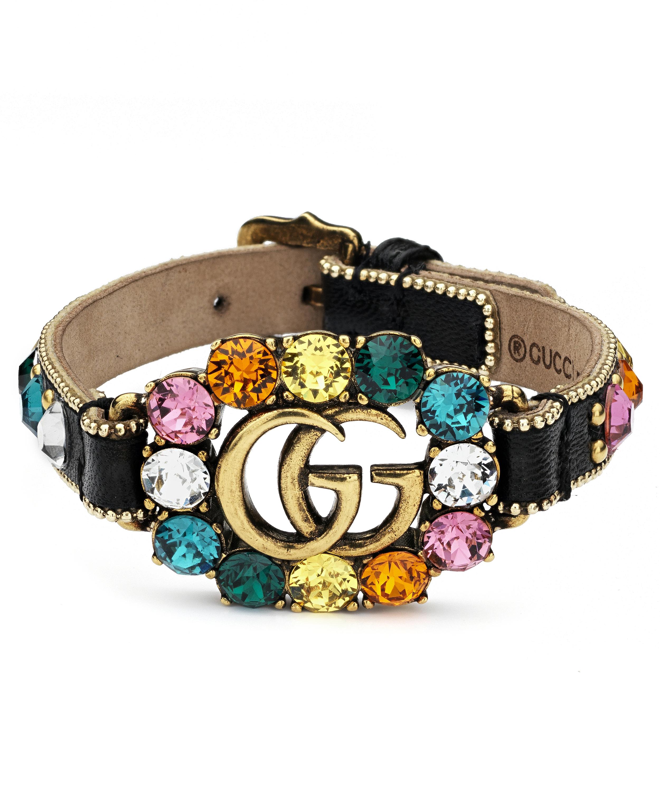 bracelet in leather with double g