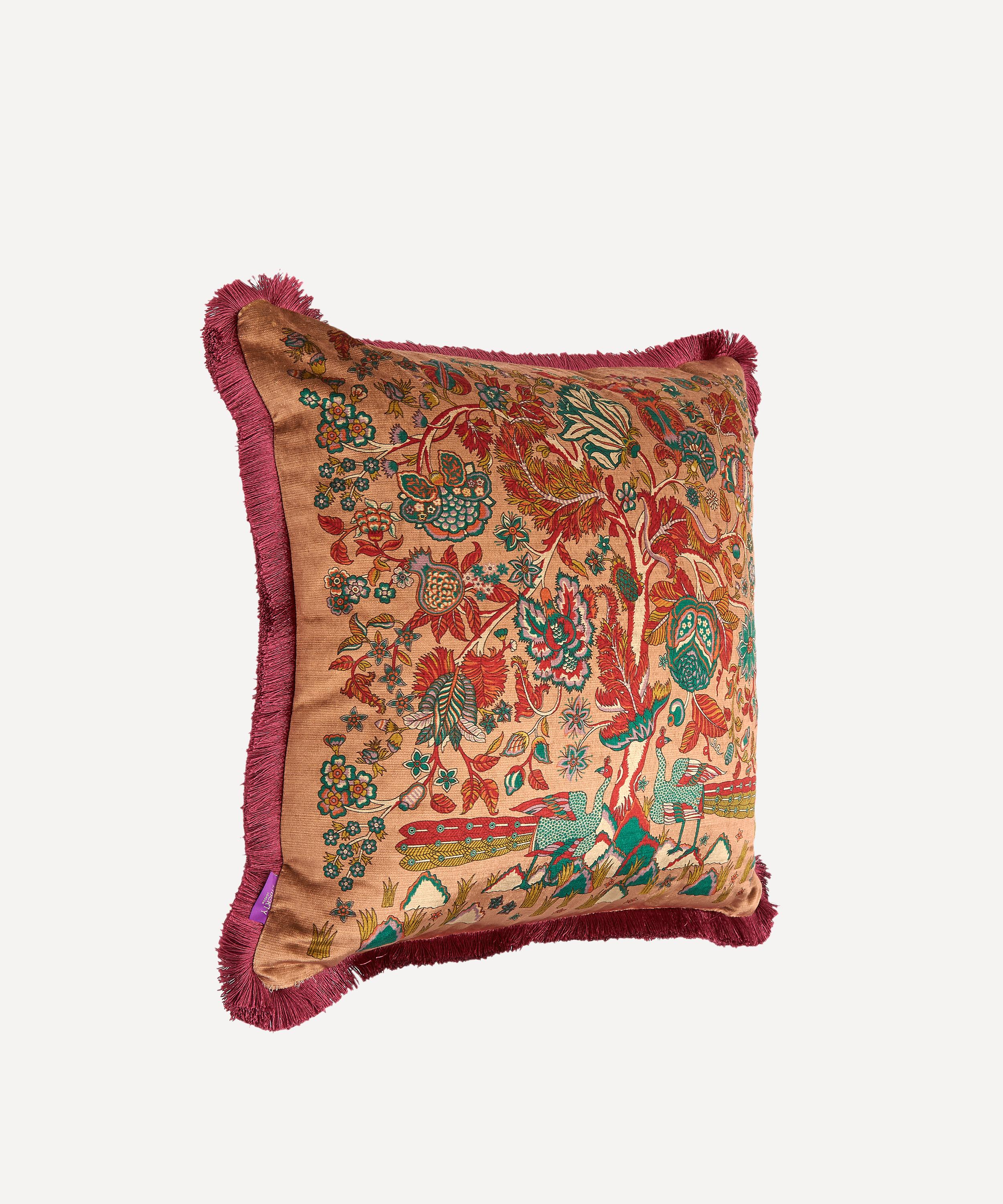 Liberty - Tree of Life Fringed Velvet Square Cushion image number 1