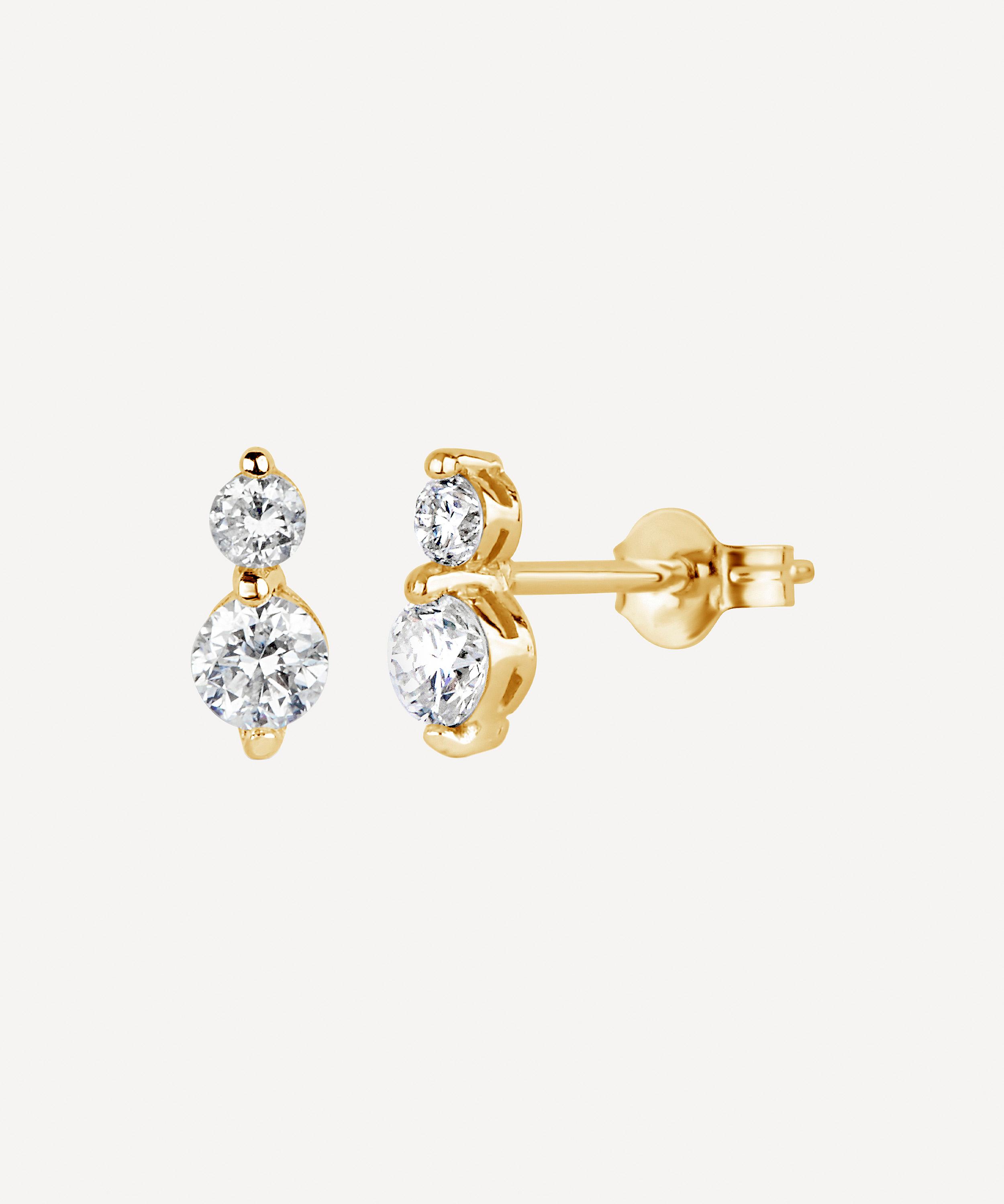 Dinny Hall - 14ct Gold Shuga Double Diamond Stud Earrings image number 0