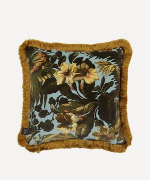 House of Hackney - Medium Limerence Fringed Velvet Cushion image number 0