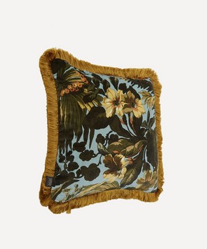 House of Hackney - Medium Limerence Fringed Velvet Cushion image number 1