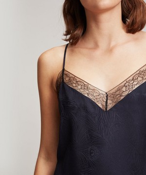 Liberty - Hera Silk Jacquard Long Chemise With Lace image number 4