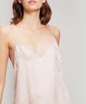 Liberty - Hera Silk Jacquard Long Chemise With Lace image number 4