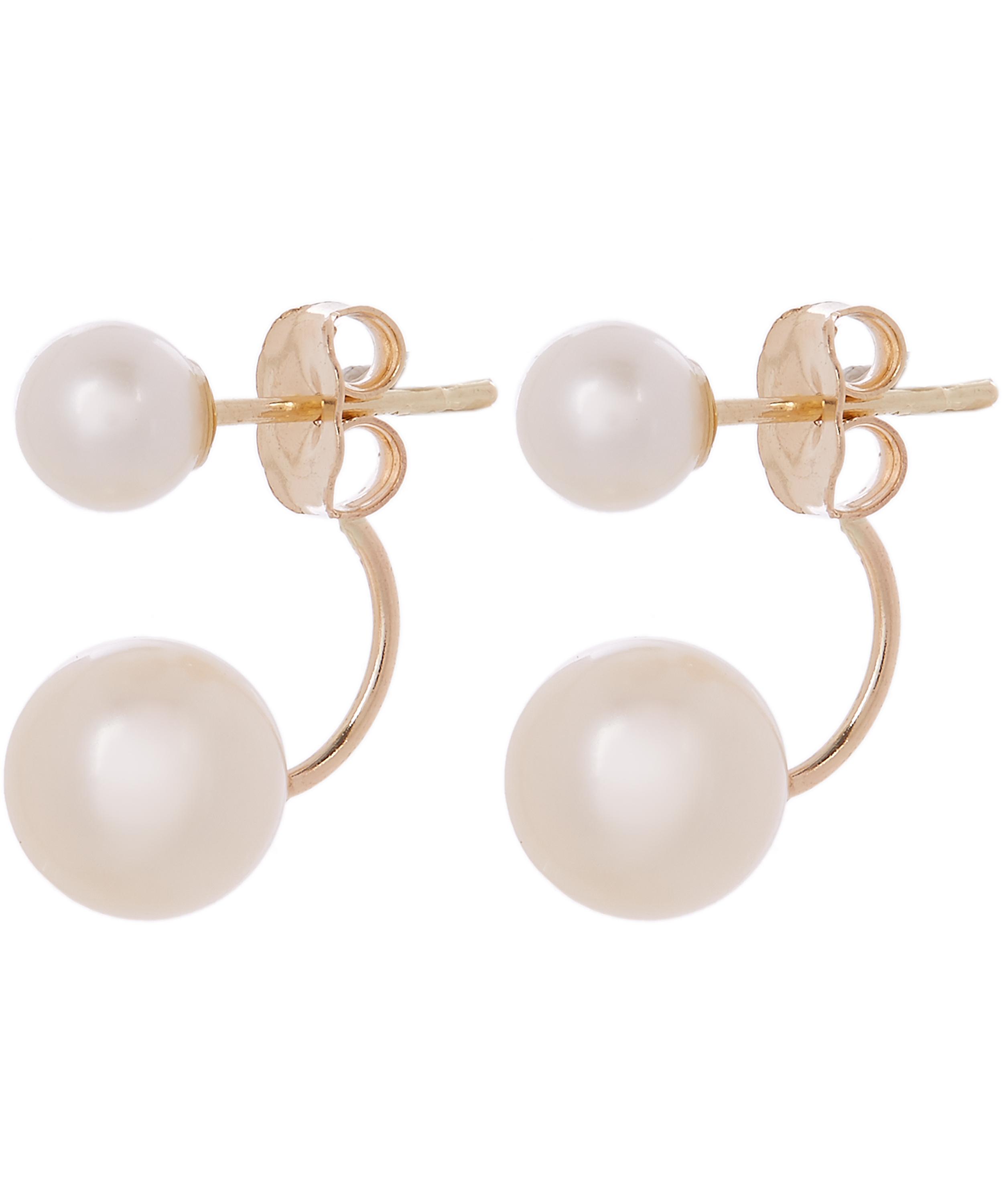 Satomi Kawakita - Gold Sister Pearl Stud Earrings image number 2