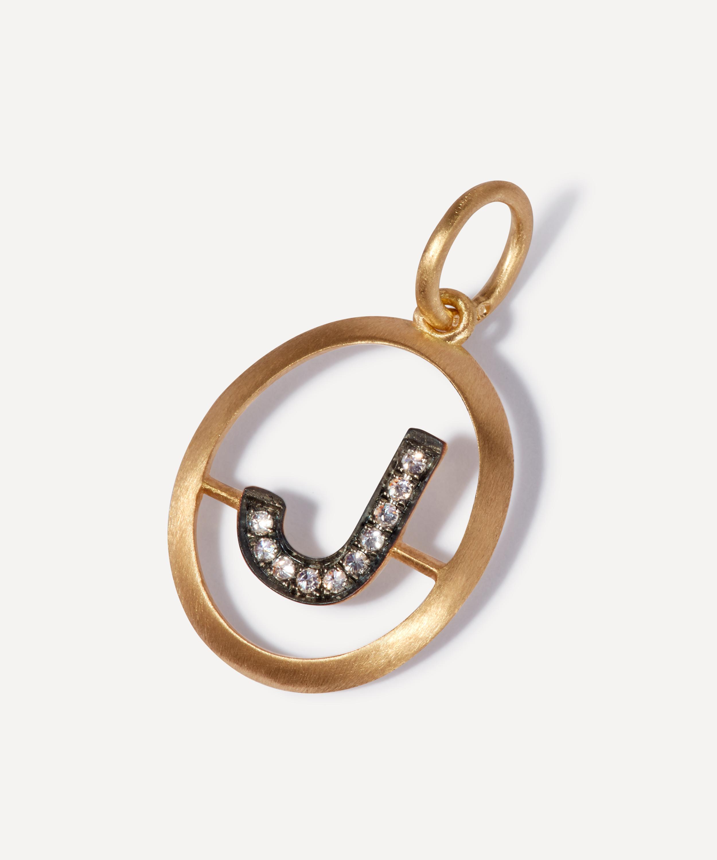 Annoushka - 18ct Gold J Diamond Initial Pendant image number 0