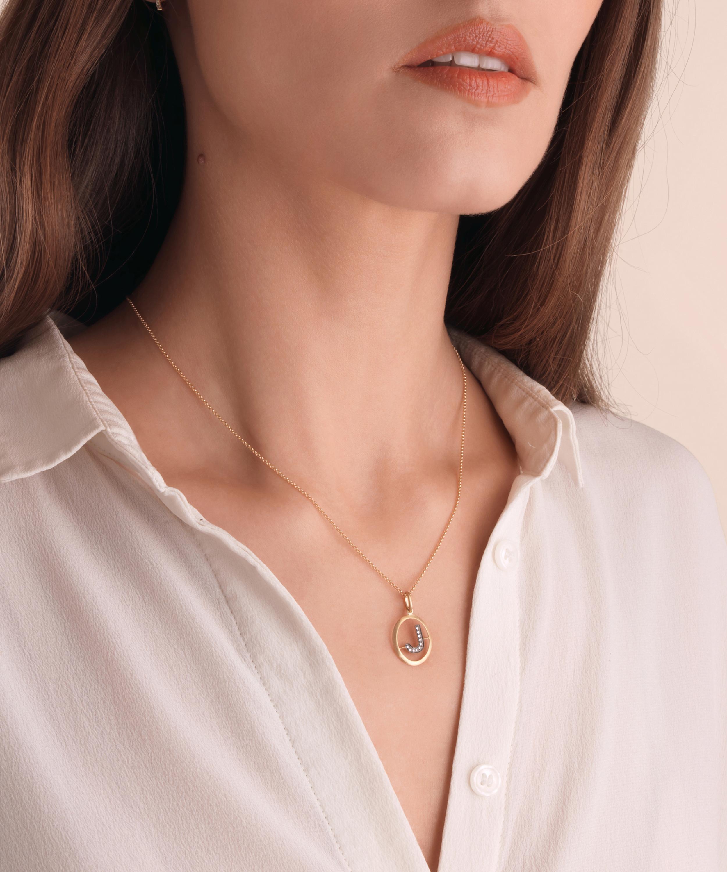 Annoushka - 18ct Gold J Diamond Initial Pendant image number 1