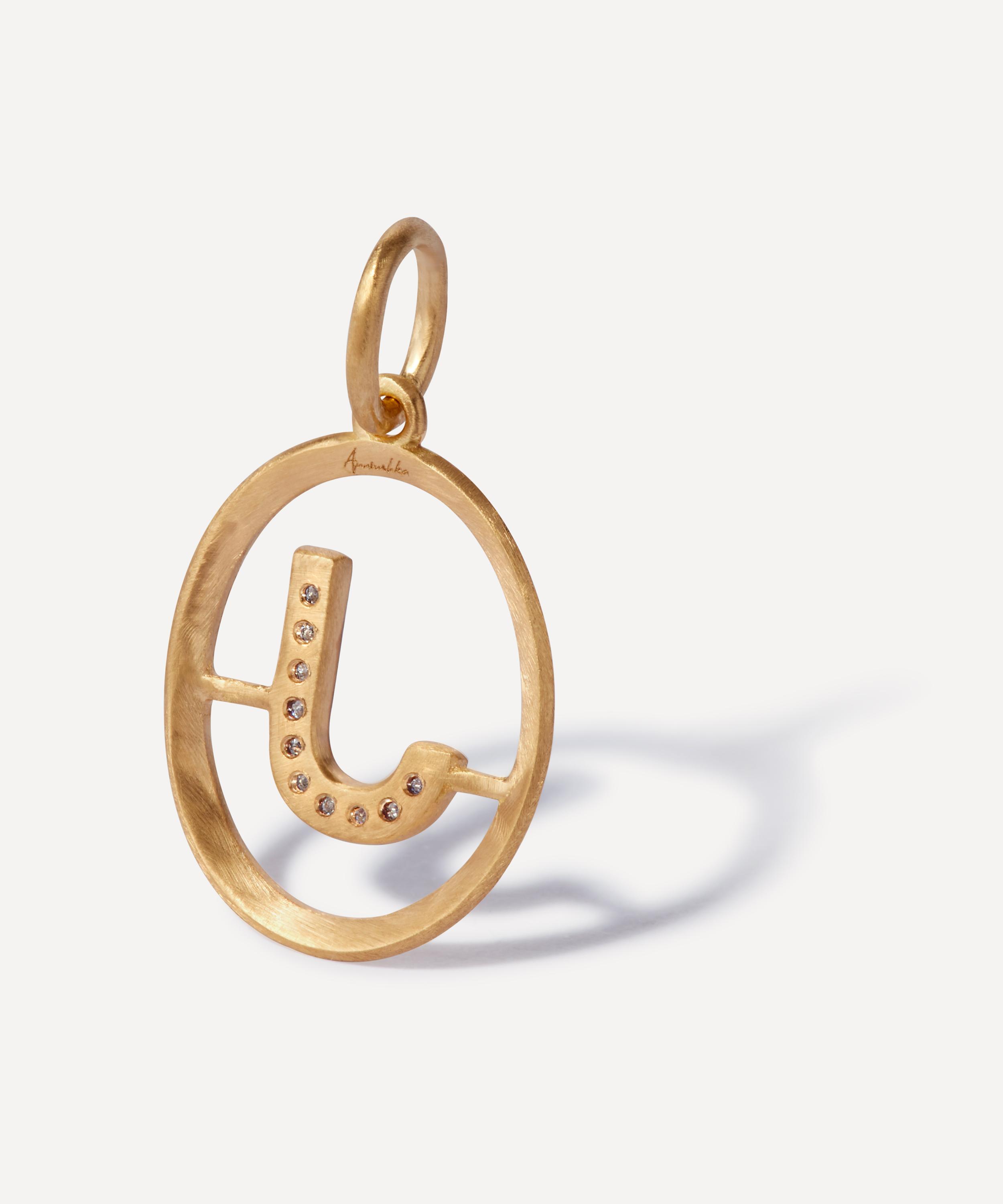 Annoushka - 18ct Gold J Diamond Initial Pendant image number 1