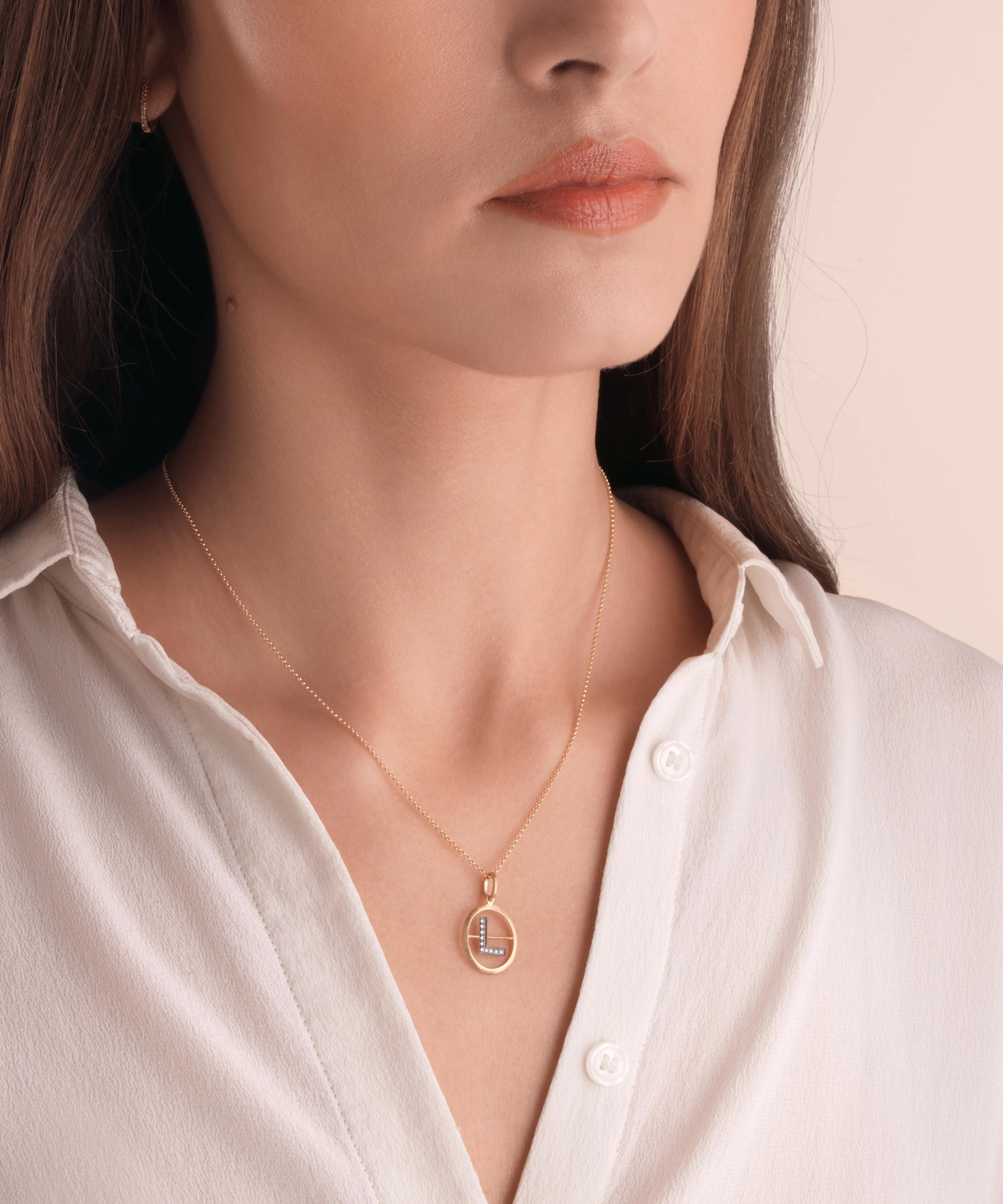 Annoushka - 18ct Gold L Diamond Initial Pendant image number 1